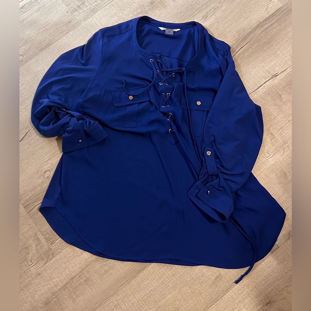 Stunning royal blue slip on blouse